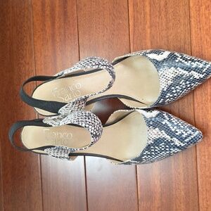 Franco Sarto Lima Leather High Heels Women’s Size 8M Black Faux Snake Skin